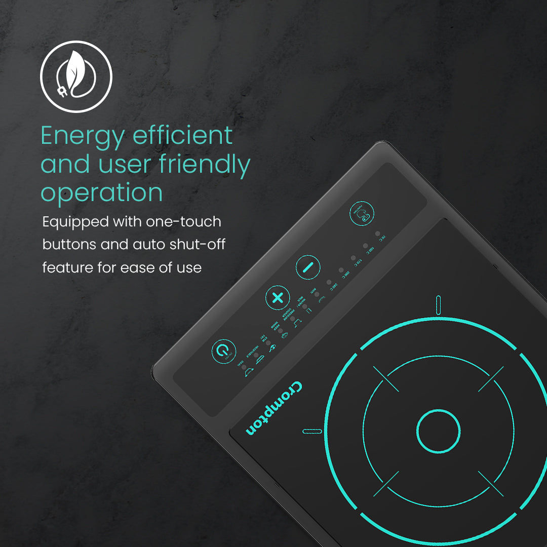 Crompton Instaserve 1200 W Induction Cooktop | 7 One touch Cook Menus Crompton Instaserve 1200 W Induction Cooktop | 7 One touch Cook Menus