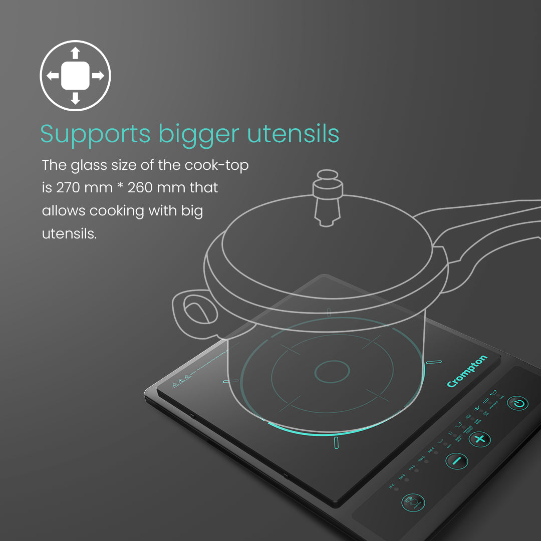 Crompton Instaserve 1500 W Induction Cooktop | 7 One touch Cook Menus Crompton Instaserve 1500 W Induction Cooktop | 7 One touch Cook Menus