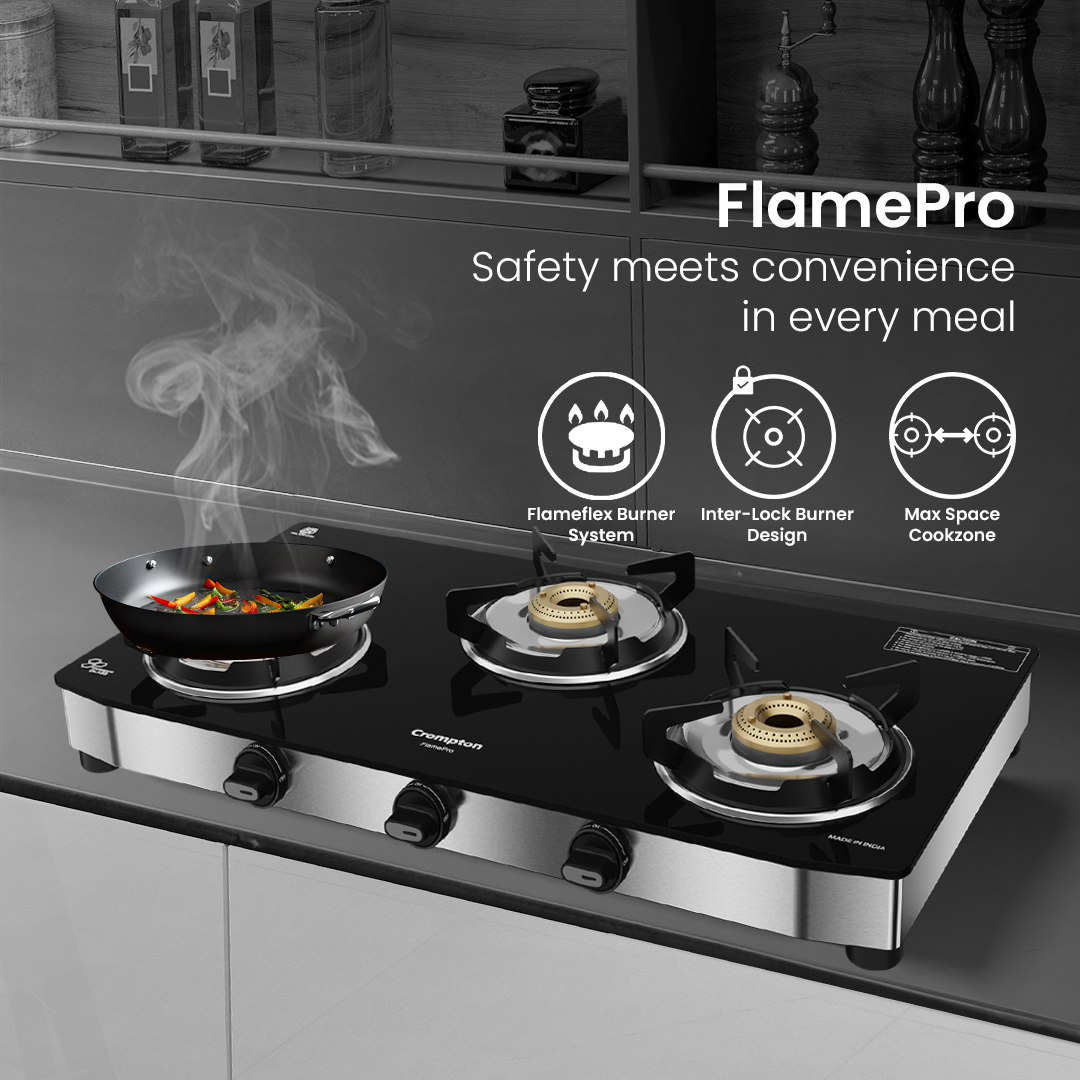 Crompton Cooktop FlamePro 3 Burner SS Body Crompton Cooktop FlamePro 3 Burner SS Body