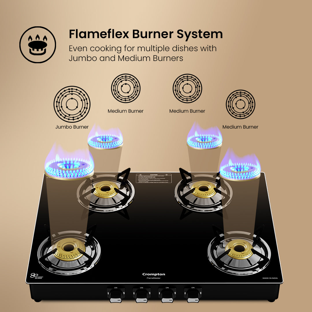 Crompton Cooktop FlameMaster 4 Burner 70 cm Glass Crompton Cooktop FlameMaster 4 Burner 70 cm Glass