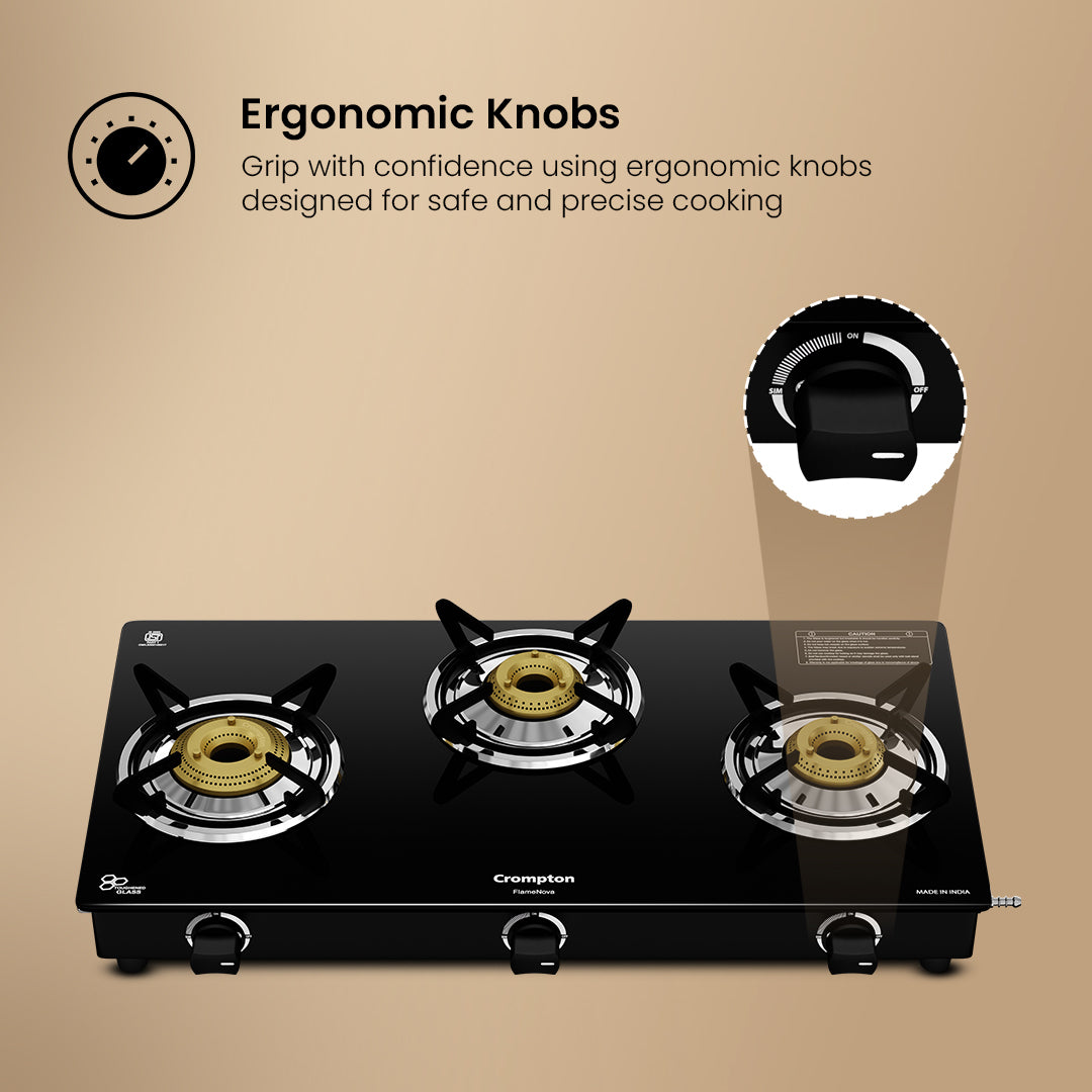 Crompton Cooktop FlameNova 3 Burner 69 cm Glass Crompton Cooktop FlameNova 3 Burner 69 cm Glass