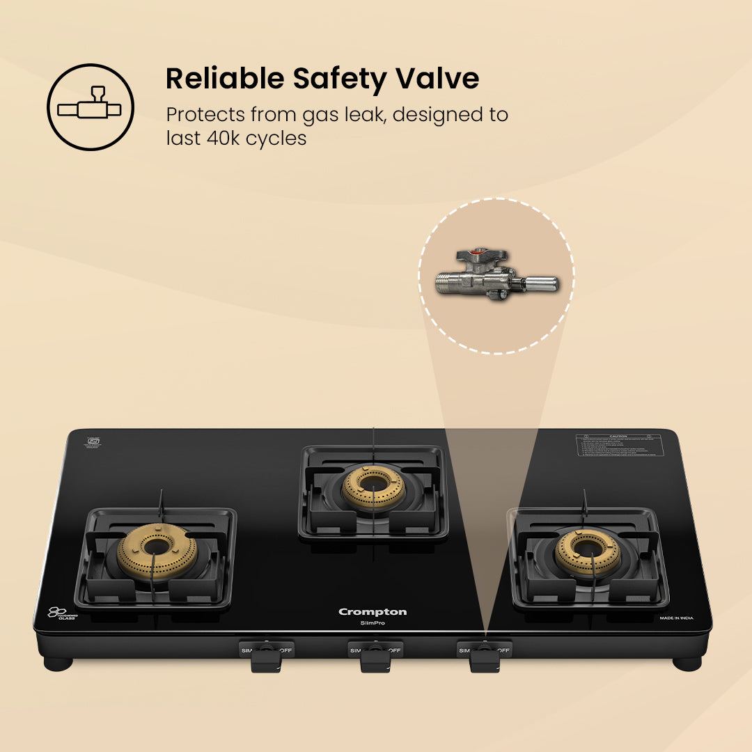 Crompton Cooktop SlimPro 3 Burner 77 cm Slim Glass Crompton Cooktop SlimPro 3 Burner 77 cm Slim Glass