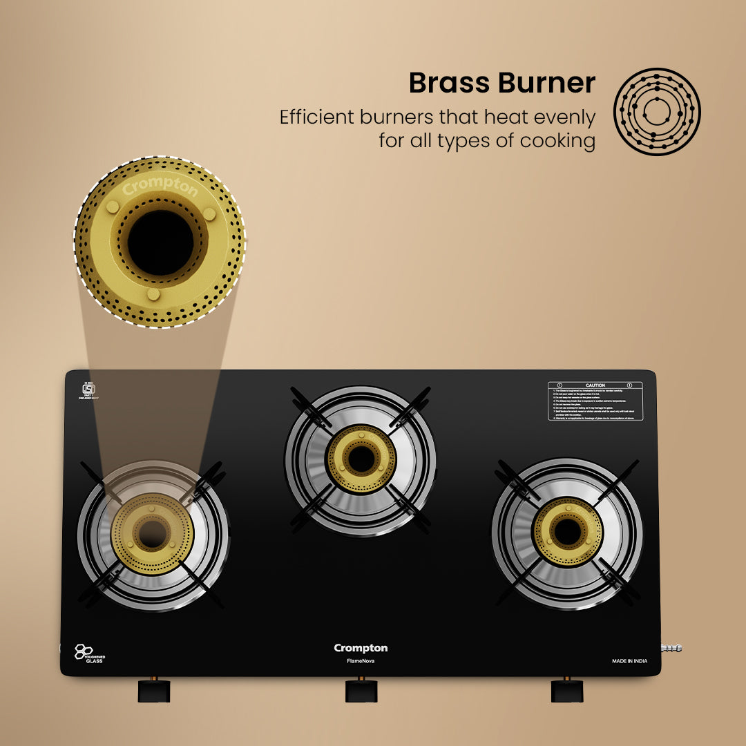 Crompton Cooktop FlameNova 3 Burner 69 cm Glass Crompton Cooktop FlameNova 3 Burner 69 cm Glass