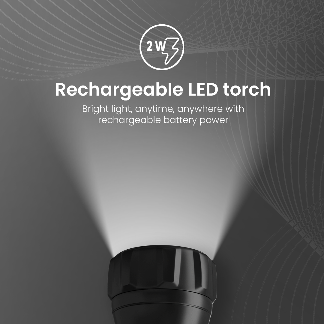 Crompton Power Ray Rakshak Pro 2W LED Torch Rechageable - Black Crompton Power Ray Rakshak Pro 2W LED Torch Rechageable - Black