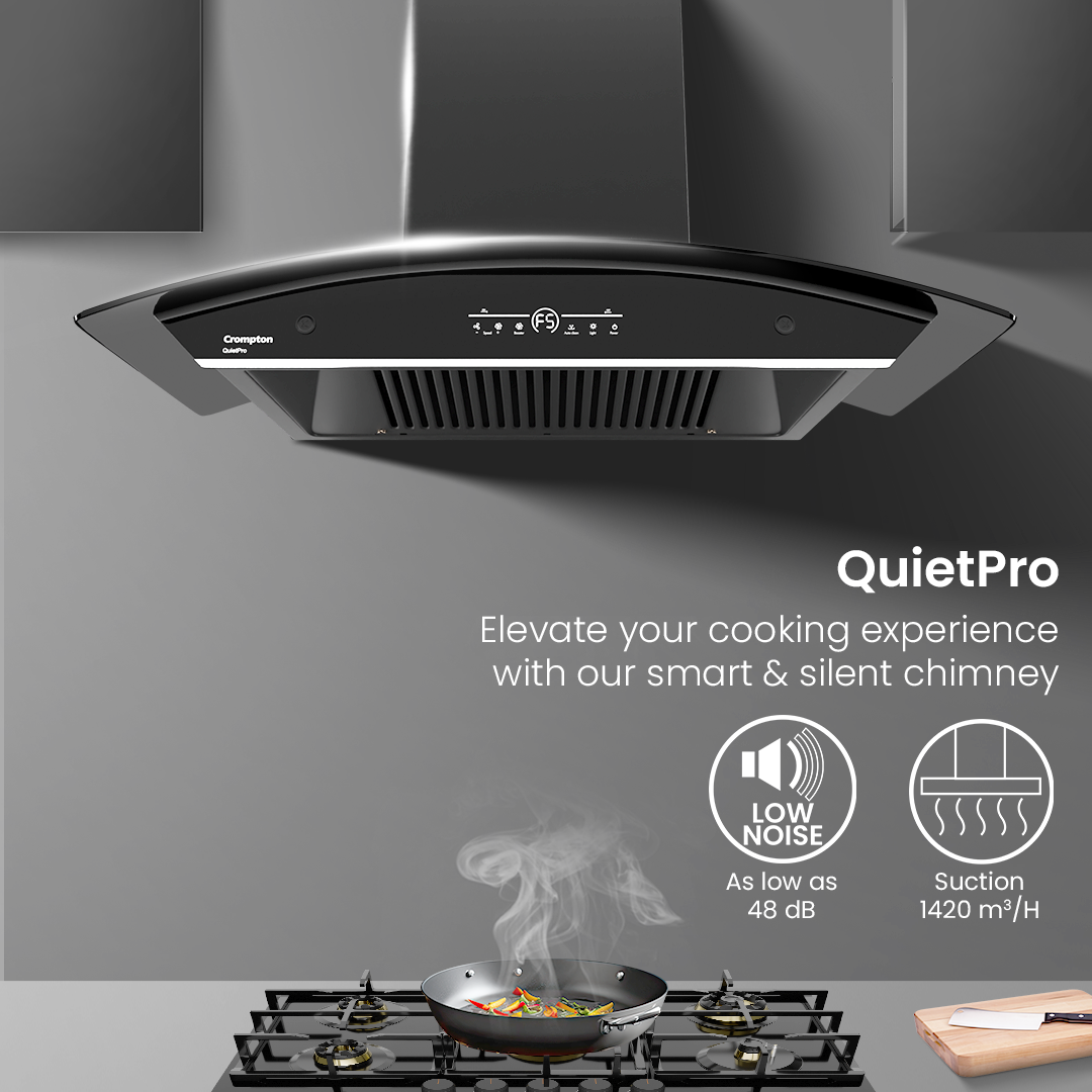 Crompton QuietPro Curved 90cm Filterless Chimney with BLDC Motor Crompton QuietPro Curved 90cm Filterless Chimney with BLDC Motor
