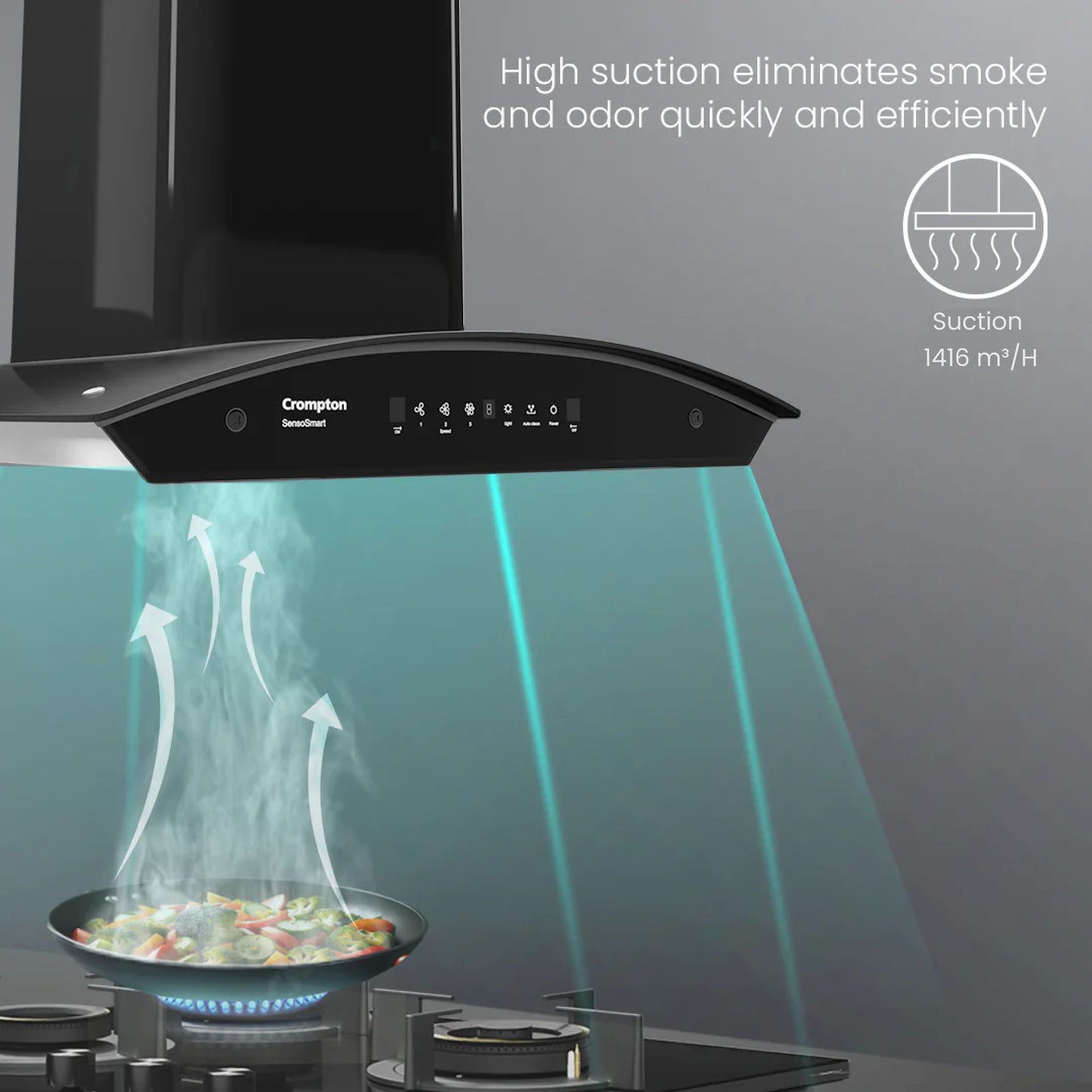Crompton SensoSmart Curved 60cm Baffle Filter Chimney Crompton SensoSmart Curved 60cm Baffle Filter Chimney