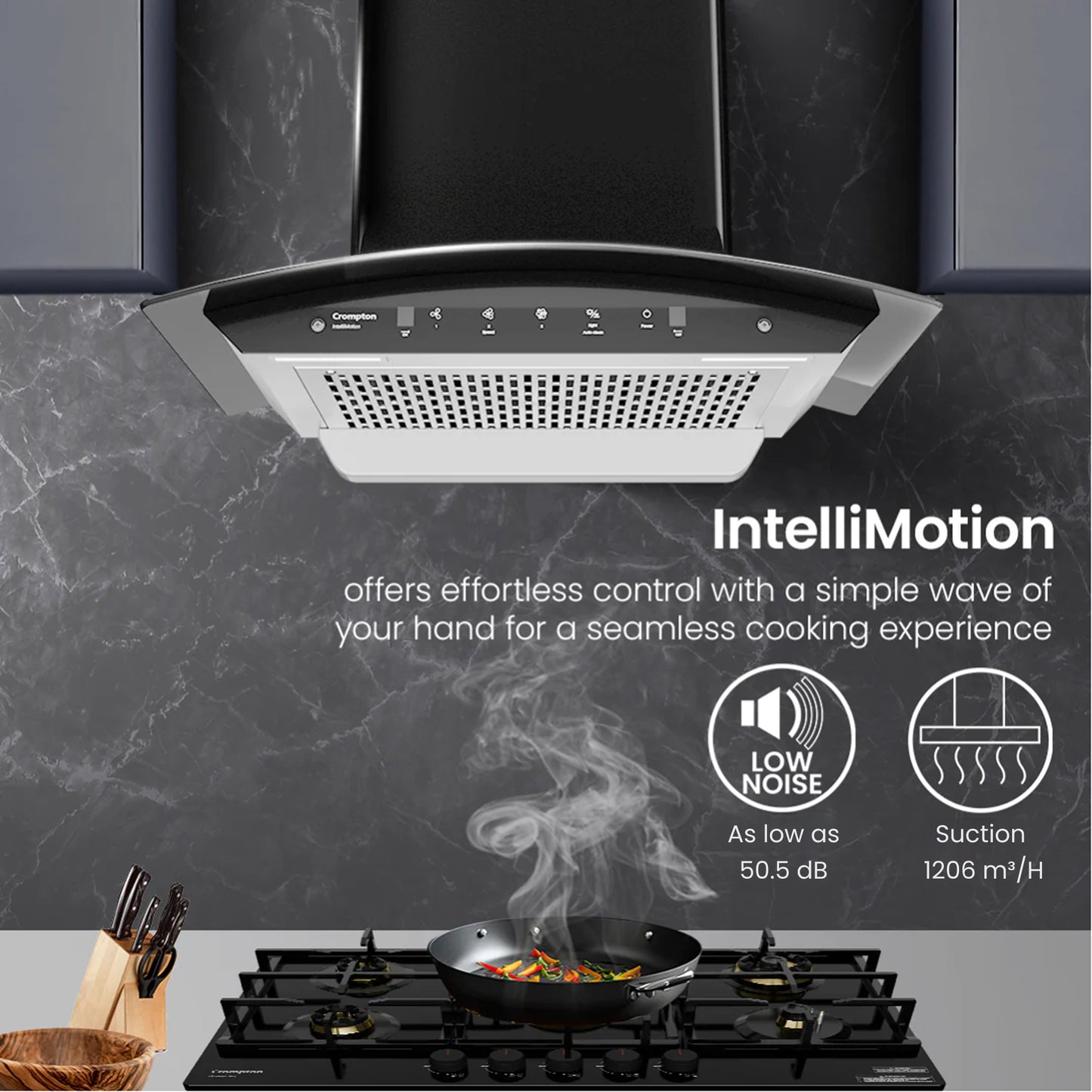 Crompton IntelliMotion Curved 60cm Filterless Chimney Crompton IntelliMotion Curved 60cm Filterless Chimney