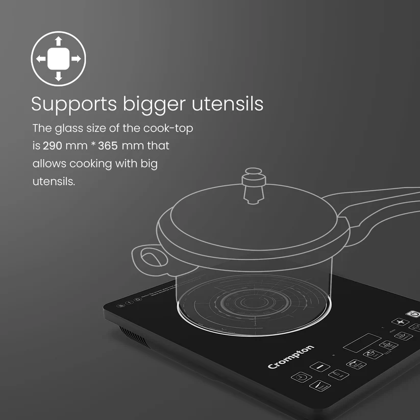 Crompton Instaserve Slim 2100 W Induction Cooktop | 8 One Touch Cook Menus Crompton Instaserve Slim 2100 W Induction Cooktop | 8 One Touch Cook Menus