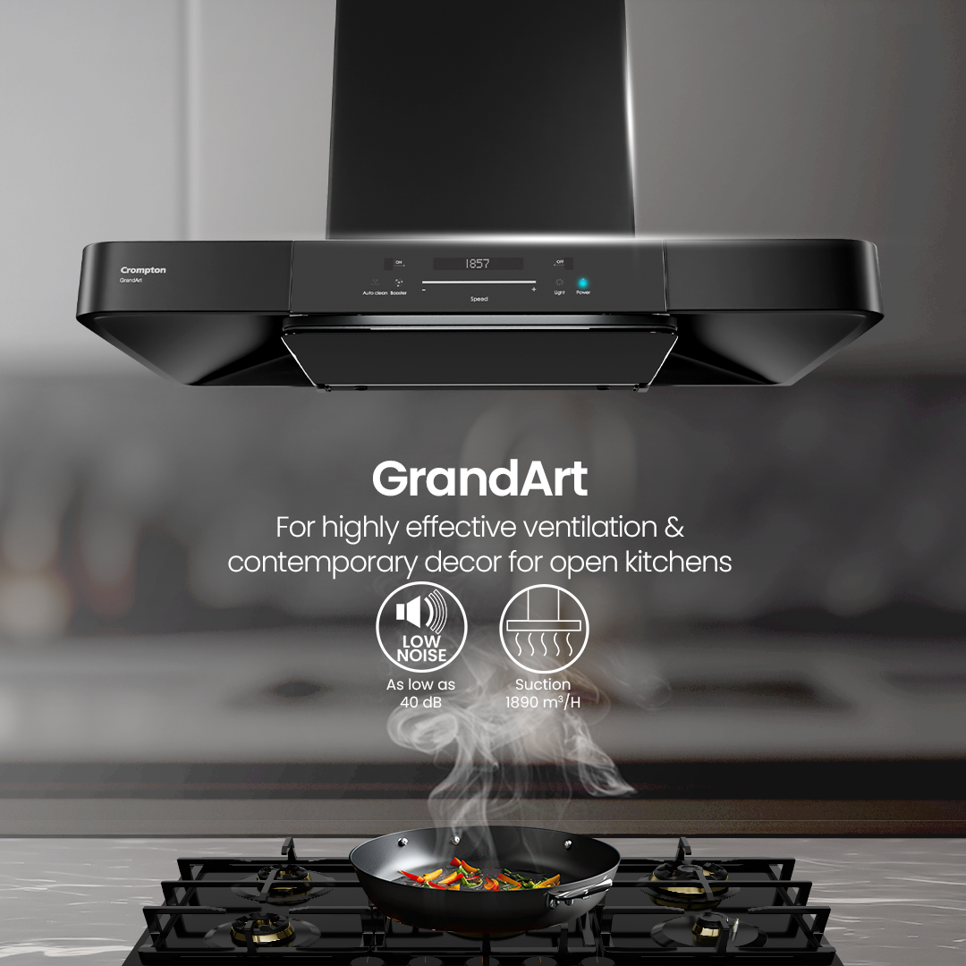 Crompton GrandArt Box 90cm Filterless Chimney with BLDC Motor Crompton GrandArt Box 90cm Filterless Chimney with BLDC Motor