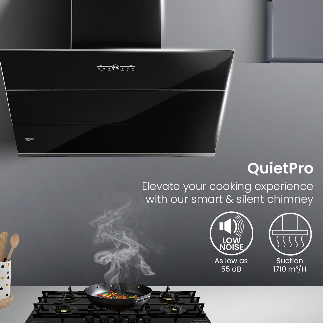Crompton QuietPro Inclined 90cm Filterless Chimney with BLDC Motor Crompton QuietPro Inclined 90cm Filterless Chimney with BLDC Motor