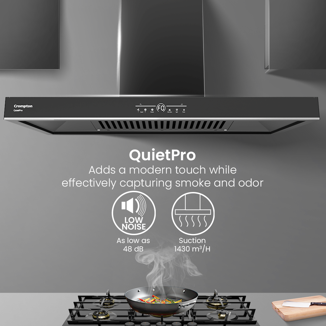 Crompton QuietPro Box 90cm Filterless Chimney with BLDC Motor Crompton QuietPro Box 90cm Filterless Chimney with BLDC Motor