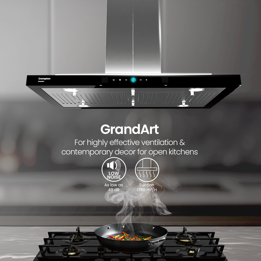 Crompton GrandArt Island 90cm Baffle Filter Chimney Crompton GrandArt Island 90cm Baffle Filter Chimney
