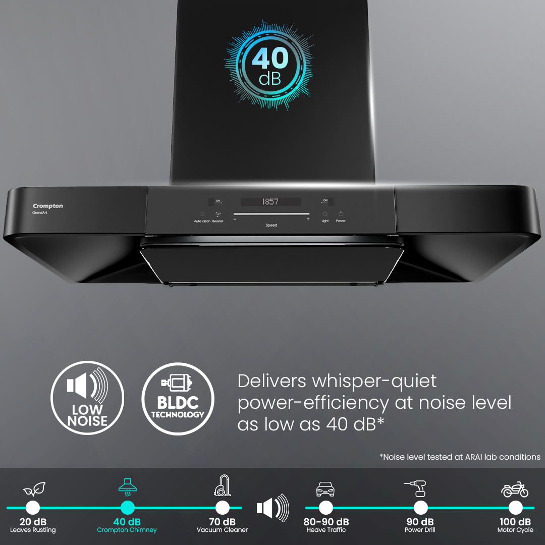 Crompton GrandArt Box 90cm Filterless Chimney with BLDC Motor Crompton GrandArt Box 90cm Filterless Chimney with BLDC Motor