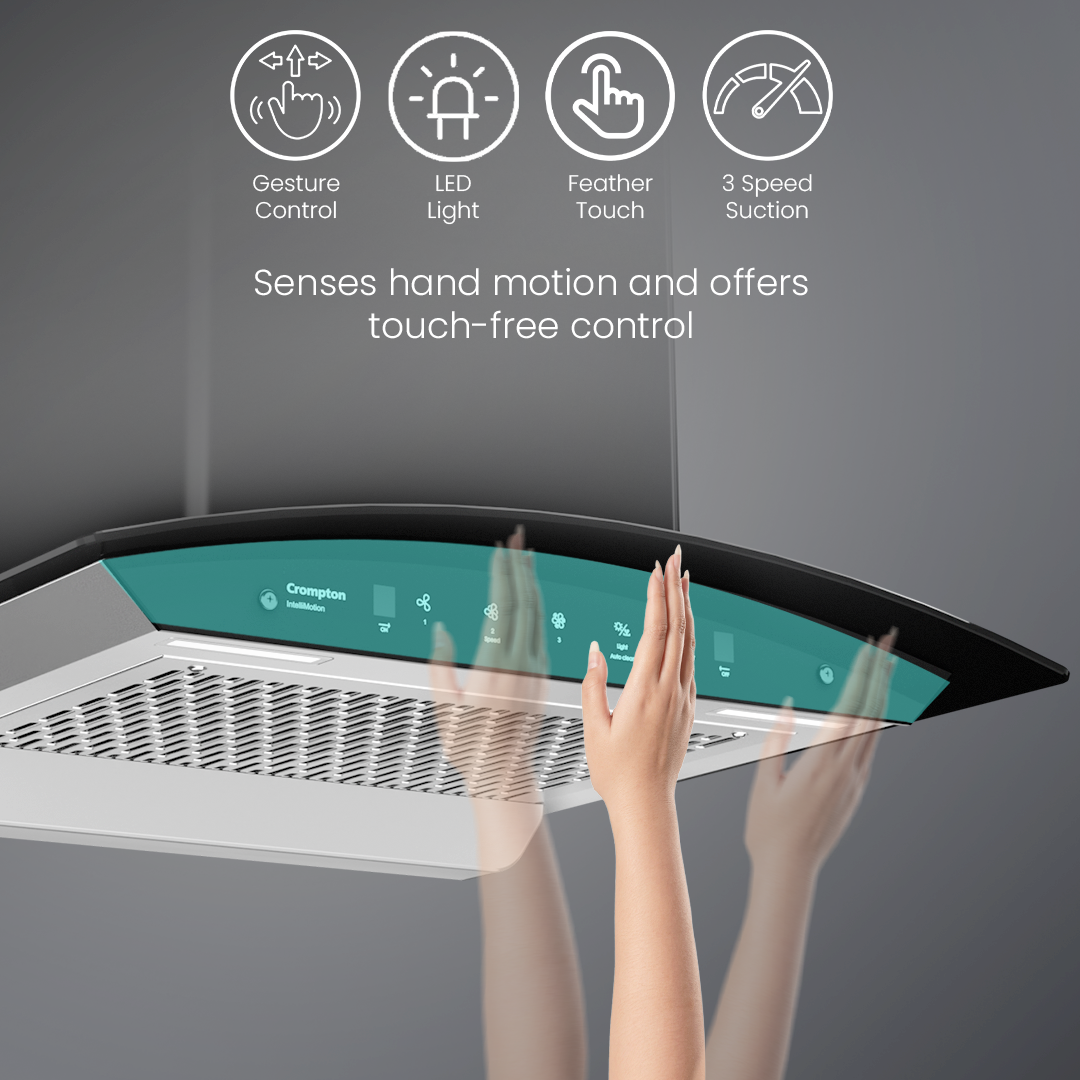 Crompton IntelliMotion Curved 60cm Filterless Chimney Crompton IntelliMotion Curved 60cm Filterless Chimney