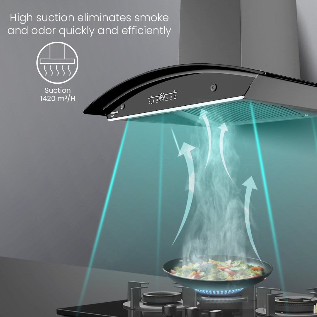 Crompton QuietPro Curved 90cm Filterless Chimney with BLDC Motor Crompton QuietPro Curved 90cm Filterless Chimney with BLDC Motor