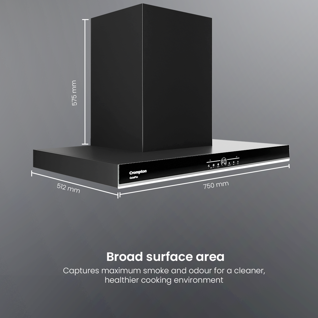 Crompton QuietPro Box 75cm Filterless Chimney with BLDC Motor Crompton QuietPro Box 75cm Filterless Chimney with BLDC Motor