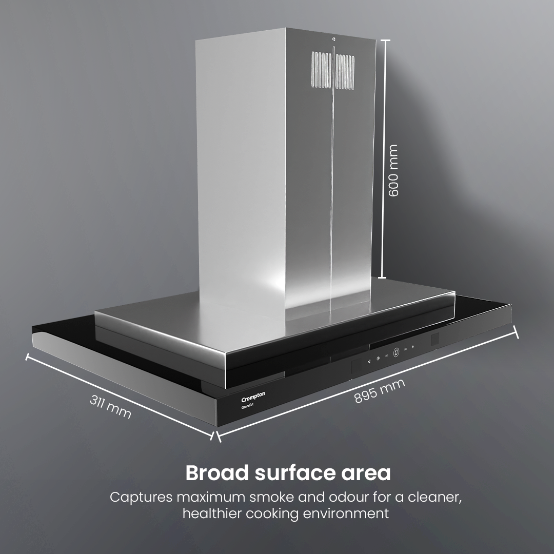 Crompton GrandArt Island 90cm Baffle Filter Chimney Crompton GrandArt Island 90cm Baffle Filter Chimney