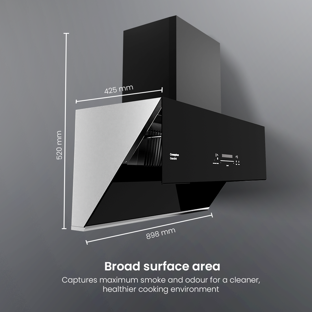 Crompton GrandArt Inclined 90cm Filter less Chimney with BLDC Motor Crompton GrandArt Inclined 90cm Filter less Chimney with BLDC Motor