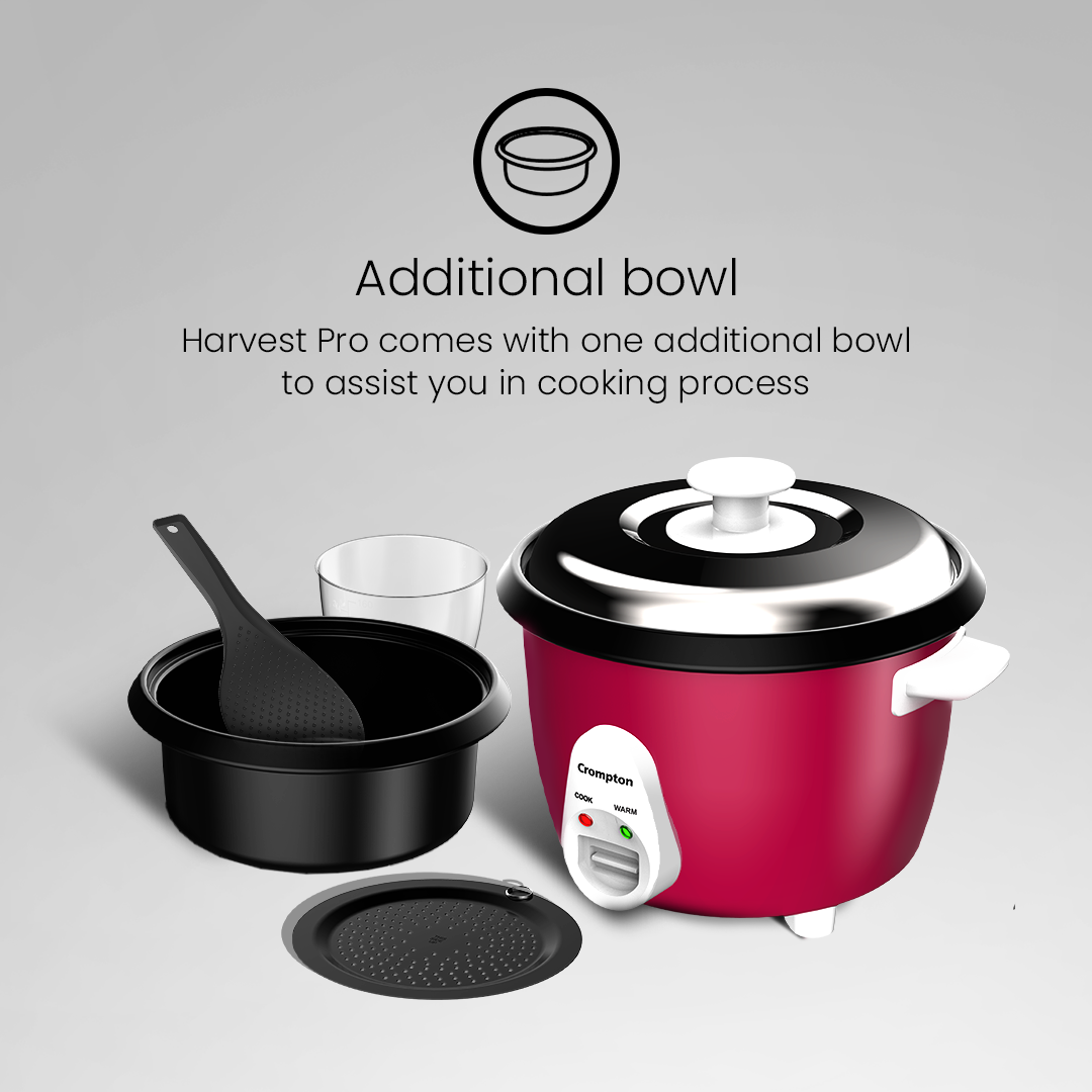 Crompton Harvest Pro 1.8Ltr Rice Cooker - Double Bowl Crompton Harvest Pro 1.8Ltr Rice Cooker - Double Bowl