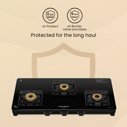Crompton Cooktop SlimPro 3 Burner 77 cm Slim Glass