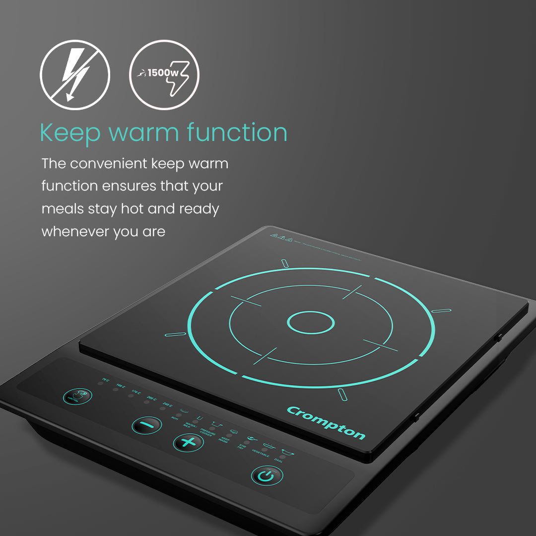 Crompton Instaserve 1500 W Induction Cooktop | 7 One touch Cook Menus