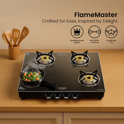 Crompton Cooktop FlameMaster 4 Burner 70 cm Glass