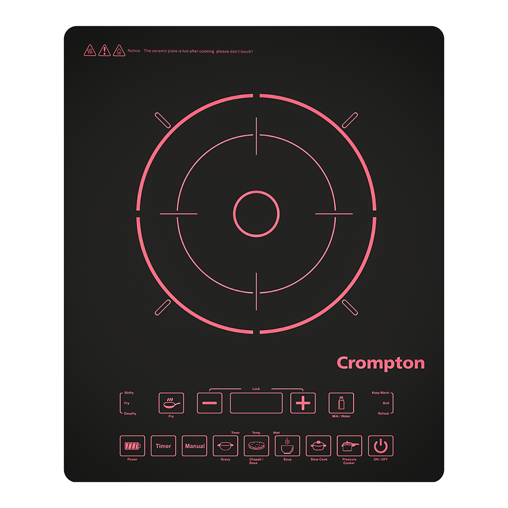 Crompton Instaserve 2000 W Induction Cooktop | 8 One touch Cook Menus