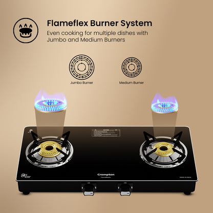 Crompton FlameMaster 2 Burner 65 cm Glass Cooktop