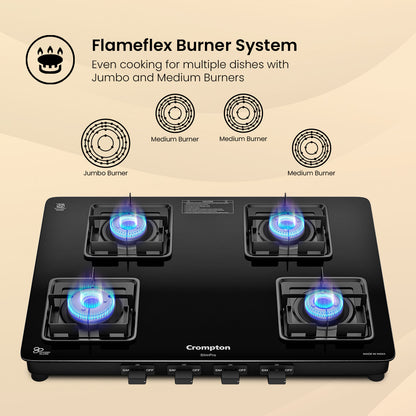 Crompton Cooktop SlimPro 4 Burner 70 cm Slim Glass