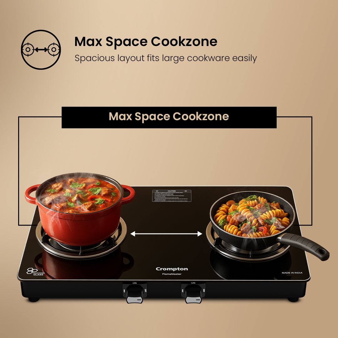 Crompton FlameMaster 2 Burner 65 cm Glass Cooktop