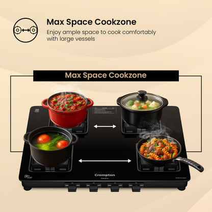 Crompton Cooktop SlimPro 4 Burner 70 cm Slim Glass