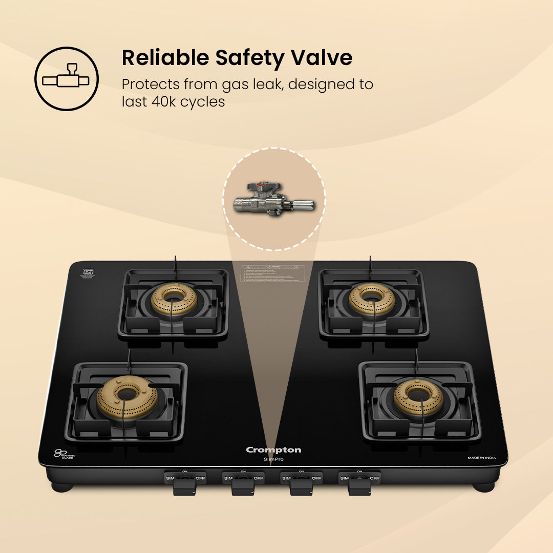 Crompton Cooktop SlimPro 4 Burner 70 cm Slim Glass