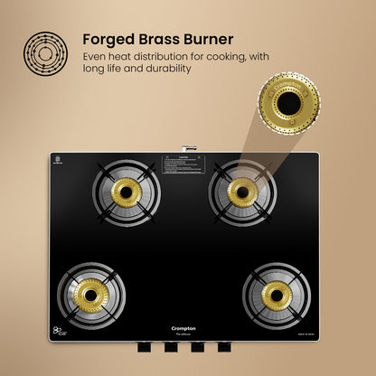 Crompton Cooktop FlameMaster 4 Burner 70 cm Glass