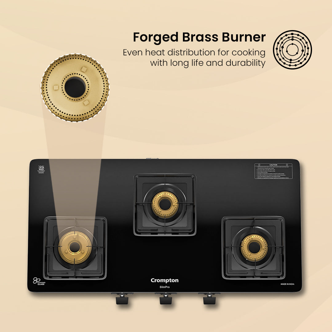 Crompton Cooktop SlimPro 3 Burner 77 cm Slim Glass
