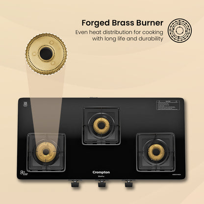 Crompton Cooktop SlimPro 3 Burner 77 cm Slim Glass