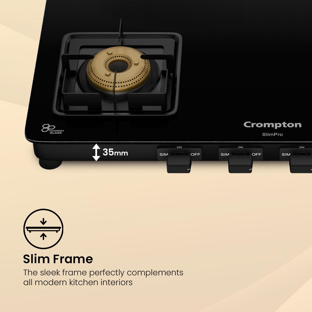 Crompton Cooktop SlimPro 4 Burner 70 cm Slim Glass