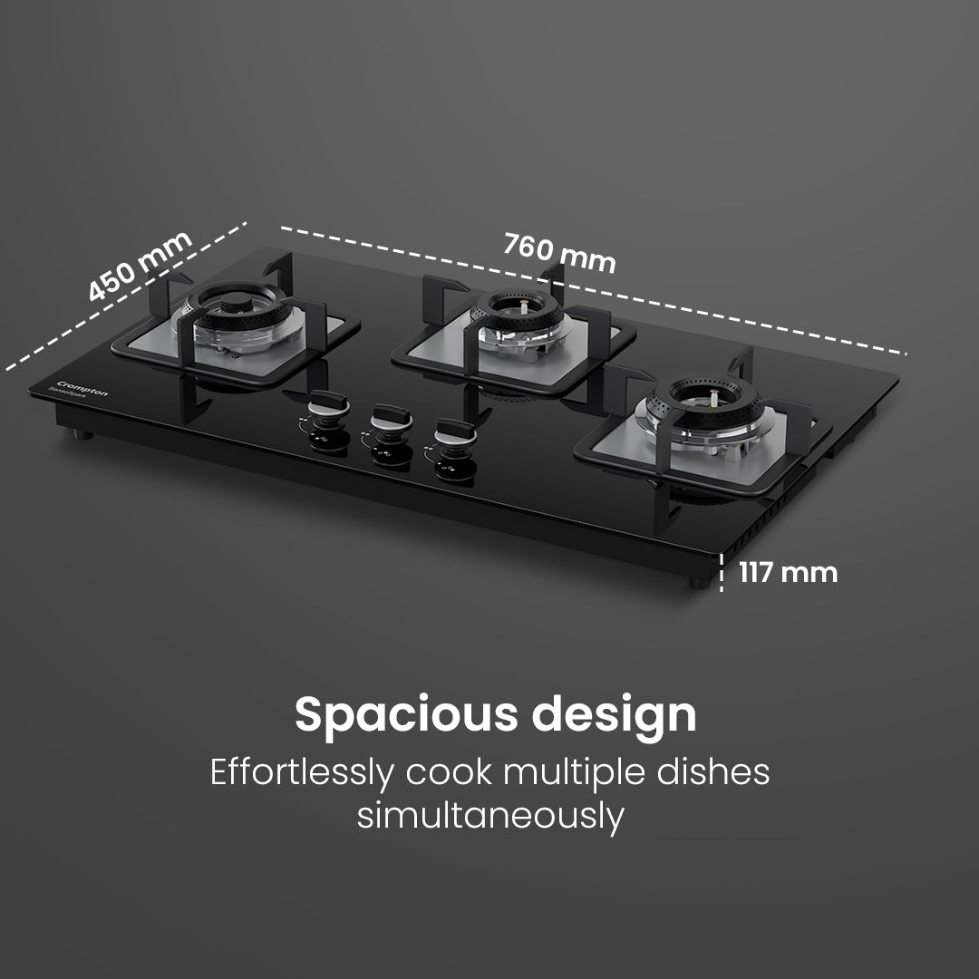 Crompton Hob Sensospark 76Cm 3 Burner