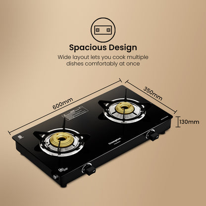 Crompton Cooktop FlameNova 2 Burner 60 cm Glass