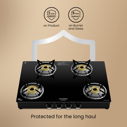 Crompton Cooktop FlameMaster 4 Burner 70 cm Glass