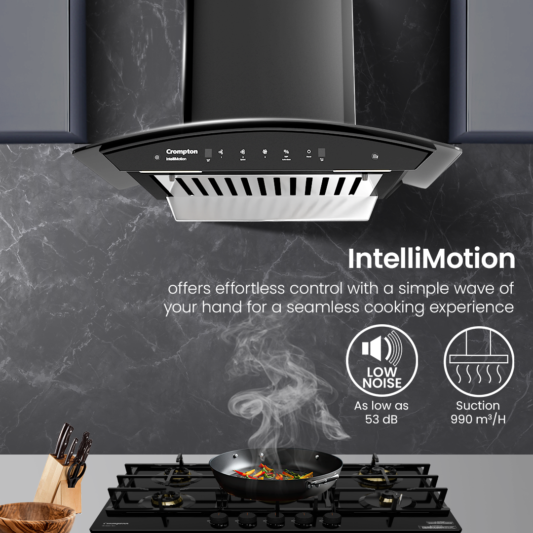 IntelliMotion Curved 60 cm Baffle Filter Chimney IntelliMotion Curved 60 cm Baffle Filter Chimney