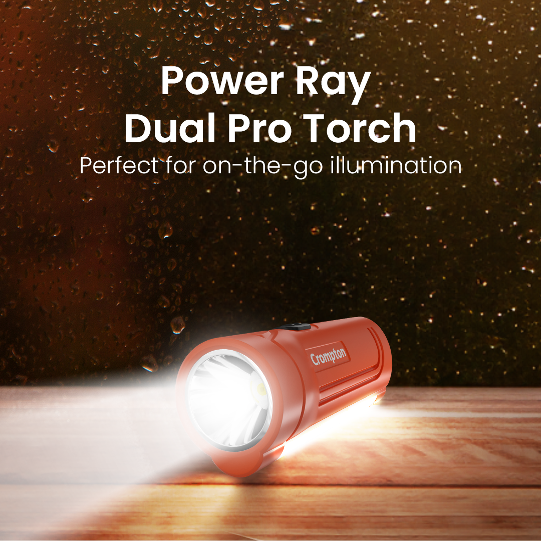 Crompton Power Ray Dual Pro 1W LED Torch Rechargeable - Orange