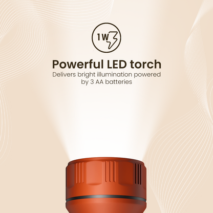 Crompton Power Ray Fighter 1W LED Torch Dry-Cell - Orange