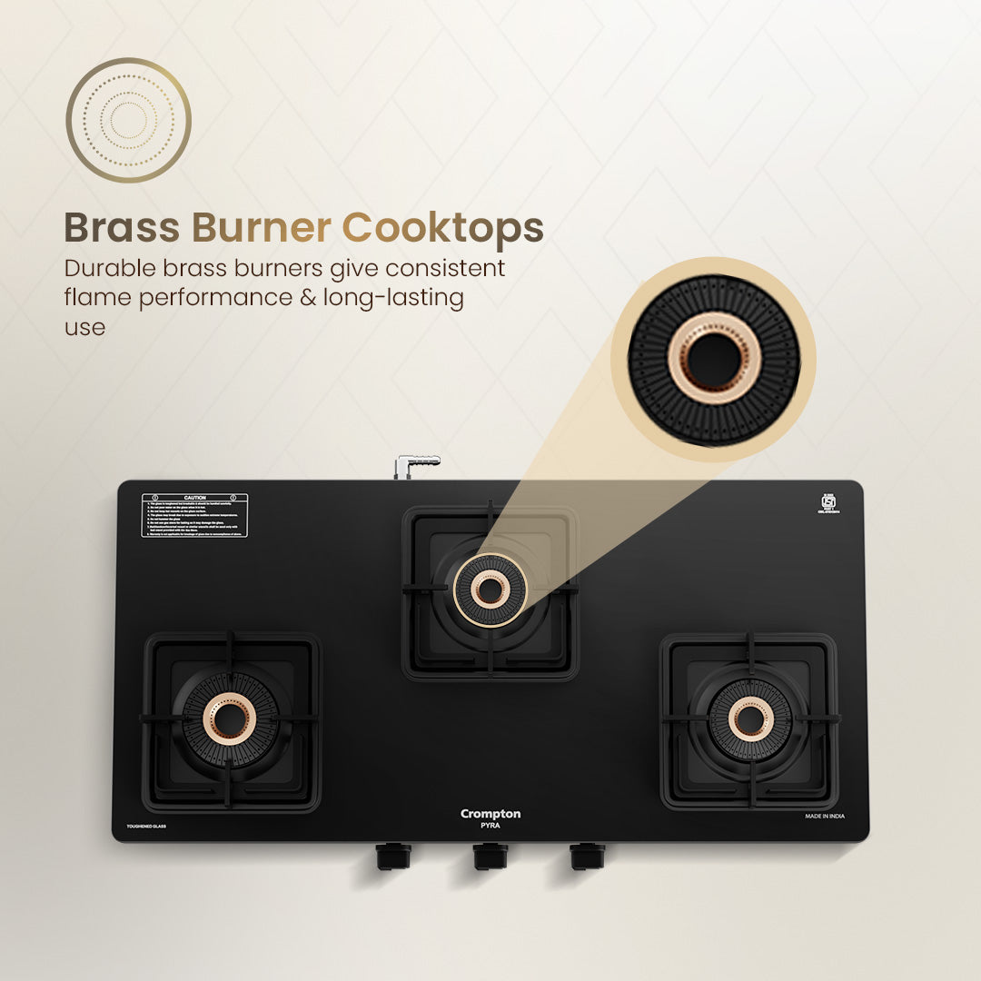 Crompton Pyra 3 Burner 77cm Slim Cooktop