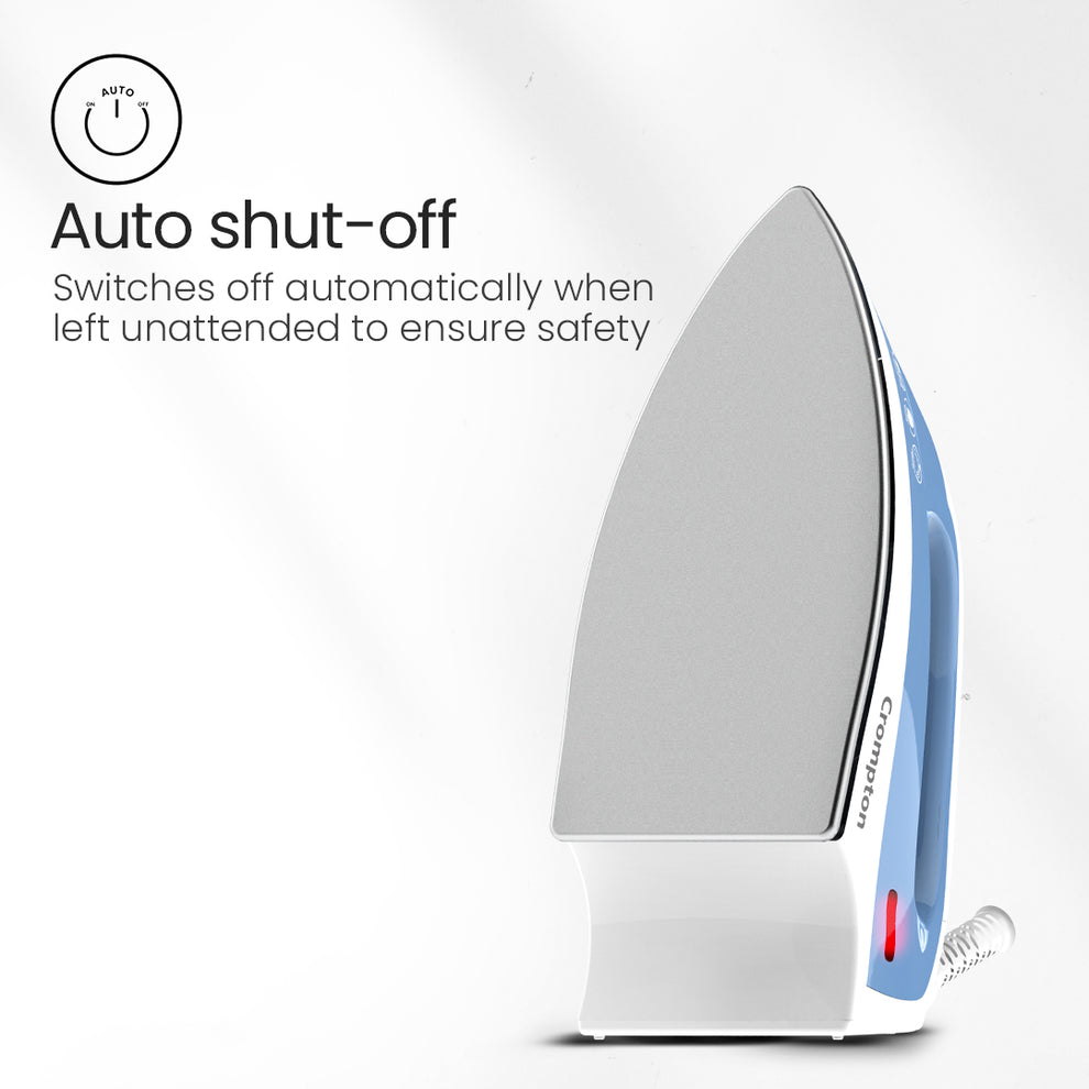 Crompton Brio 1000 W Dry Iron Ergonomic Rubber Grip Handle & Fabric Temperature Lock - product feature