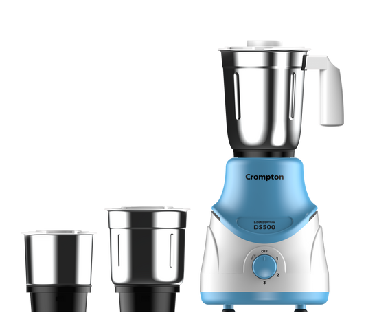 Crompton DS 500, 500 Watt Mixer Grinder with 3 Stainless Steel Jars
