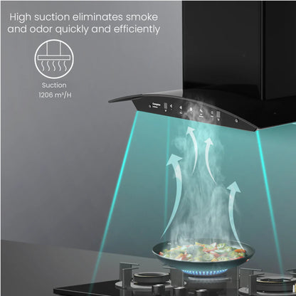 Crompton IntelliMotion Curved 60cm Filterless Chimney