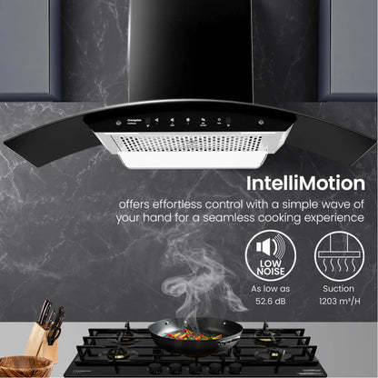 Crompton IntelliMotion Curved 90cm Filterless Chimney