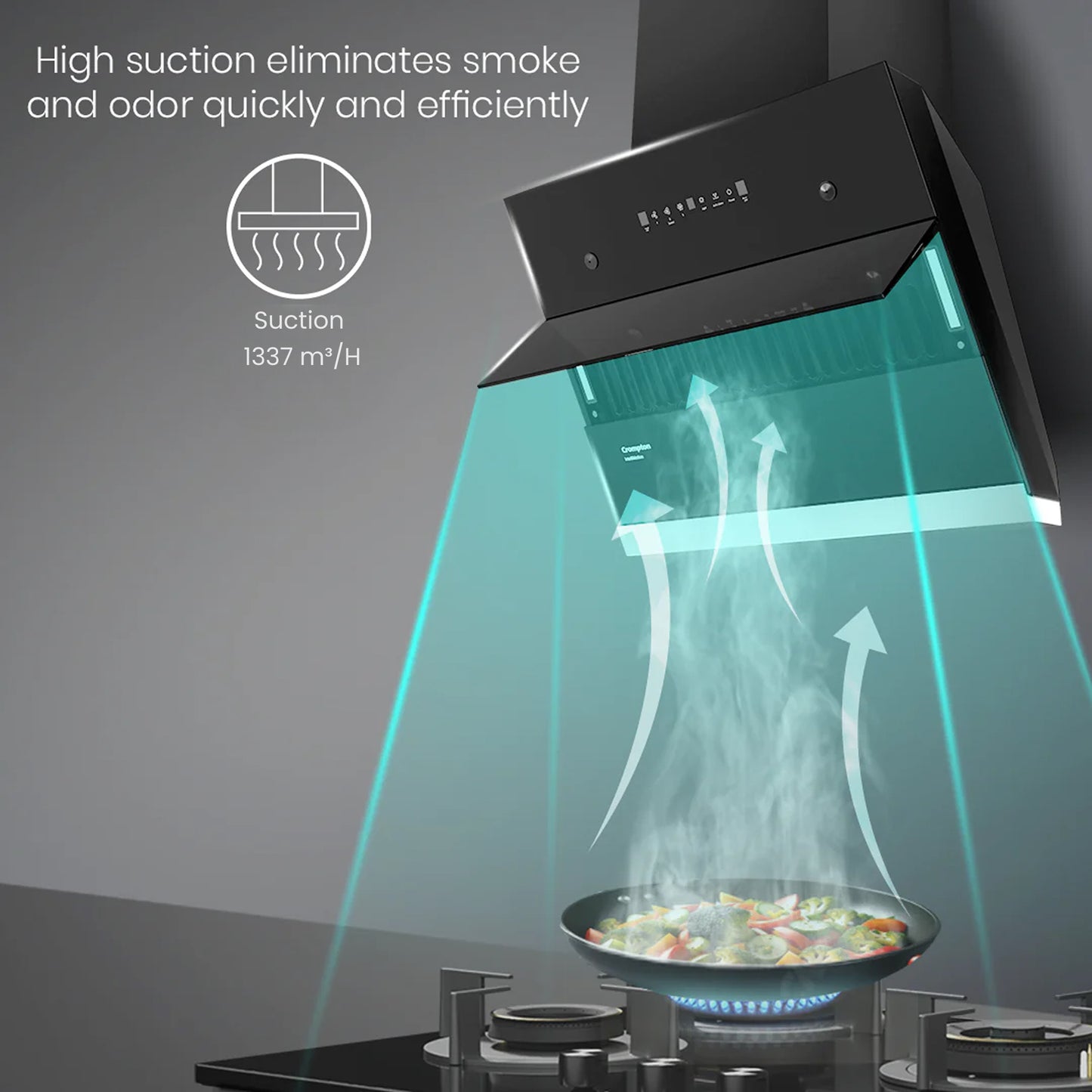 Crompton IntelliMotion Inclined 60cm Filterless Chimney