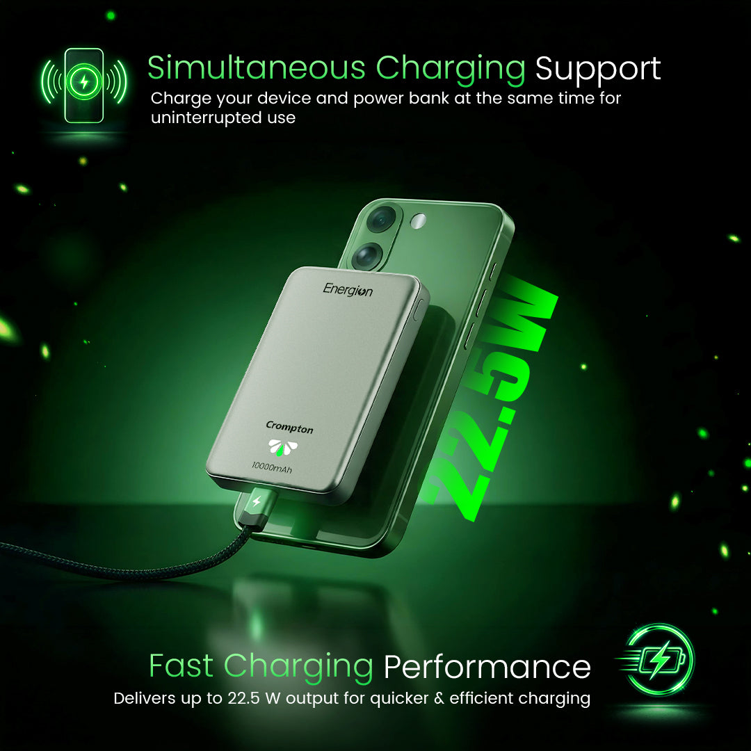 Crompton Snap-10K, 10,000 mAh Wireless Power Bank