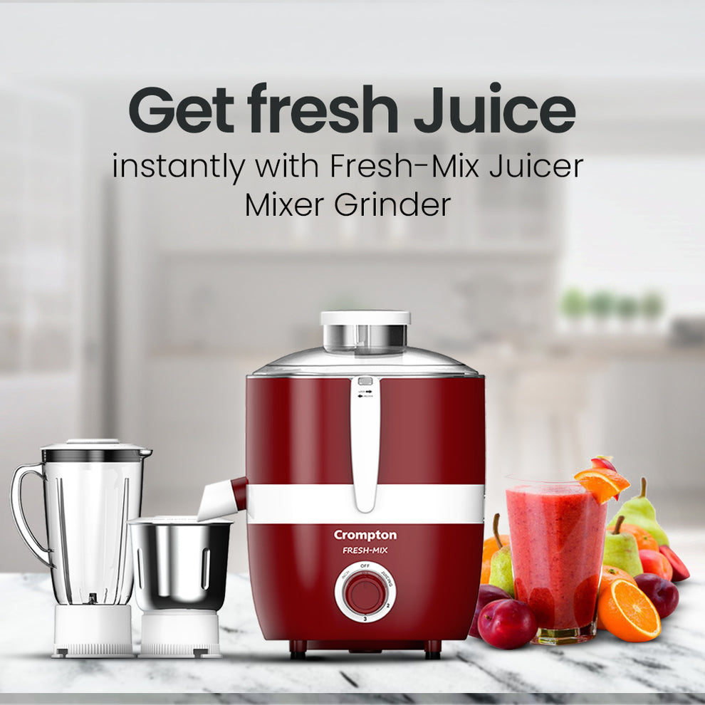 Crompton Freshmix Juicer Mixer Grinder- 500W, 3 Stainless Steel Jars - high-quality product